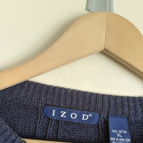 Izod Blue and Gold Crewneck Sweater with Geometric Stripes Size Xl - Picture 5 of 5
